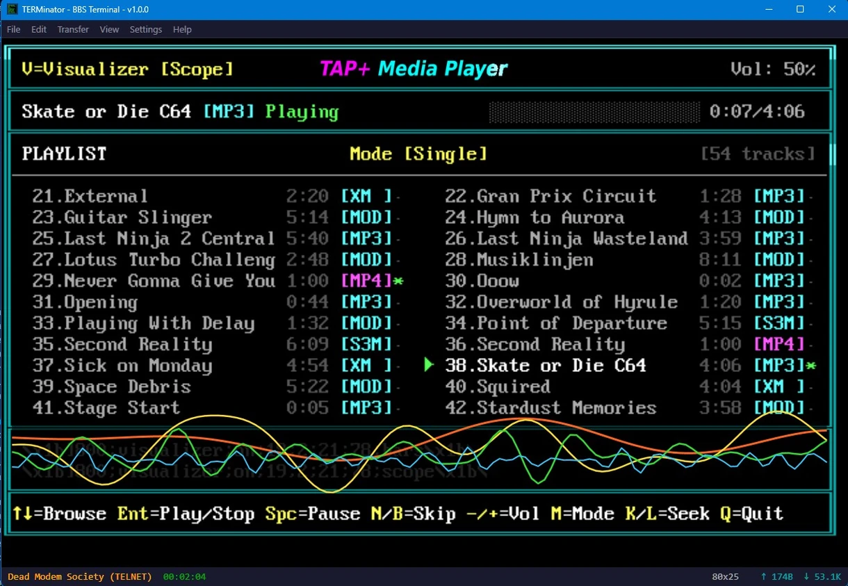 TAP+ Media Player with oscilloscope visualizer