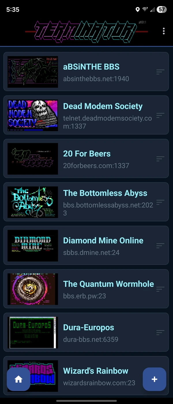 TERMinator Android - Phonebook with BBS listings