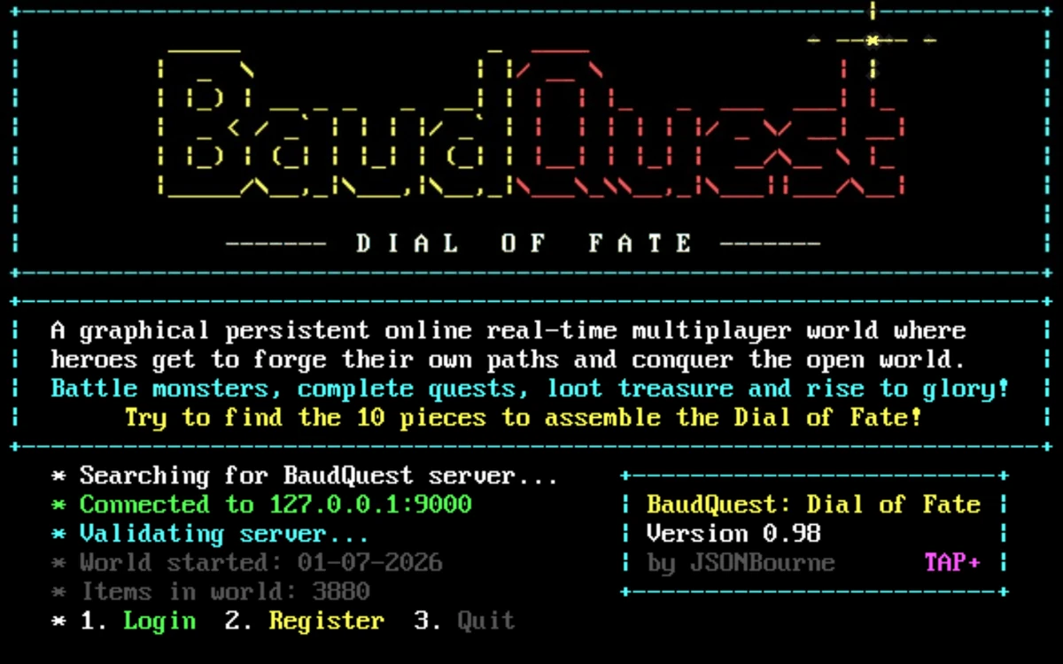 BaudQuest: Dial of Fate title screen
