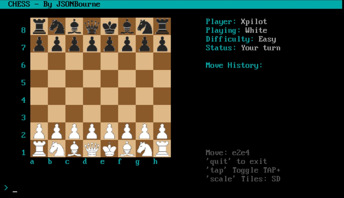 Chess door game with a graphical board