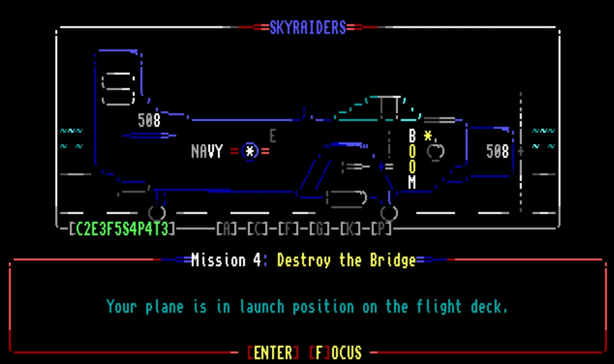 Skyraiders door game showing a plane on a carrier flight deck